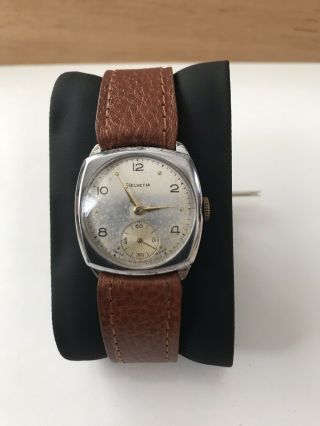 Vintage Helvetia Square Case Fix Lug Mechanical Watch