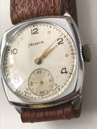 Vintage Helvetia square case fix lug mechanical watch 2