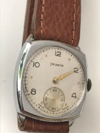 Vintage Helvetia square case fix lug mechanical watch 3