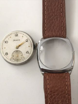 Vintage Helvetia square case fix lug mechanical watch 4