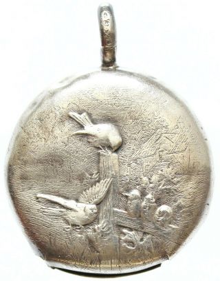 ANTIQUE STERLING SILVER BABY RATTLE A FAMILY OF BIRDS by HUGUENIN 3