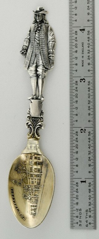 Antique Shiebler Benjamin Franklin Full - Figural Sterling Spoon Philadelphia