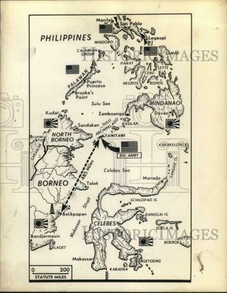 1945 Press Photo Map Showing World War Ii Troops Positions In The Philippines