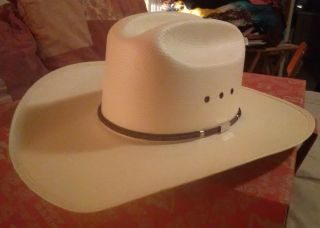 Vintage 20 Year Old George Strait Haines Resistol Straw Cowboy Hat 10x Size 7