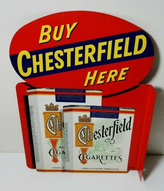 Vintage Double Sided L&m Chesterfield Cigarette Flange Sign