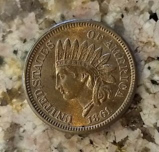 Rare 1861 Key Date U.  S Indian Head Penny Clear Sharp Details N/r