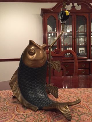 Vintage 1981 Chapman Oriental Koi Fish Brass Lamp