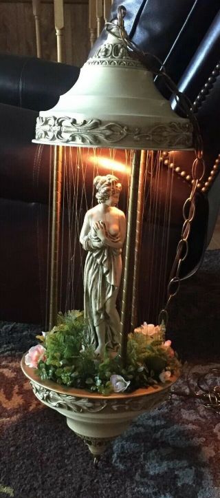 Vintage Hanging Mineral Oil Rain Lamp 30 " Nude Greek Goddess