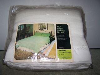 JC Penney Penney ' s Vintage 100 Acrylic Thermal Blanket Full Size 80 x 90 White 4