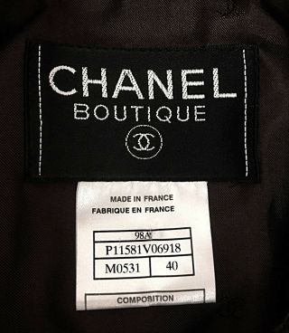 Vintage Chanel France 98A Brown Black Multi Tweed Wool Blend Jacket Blazer 40 2