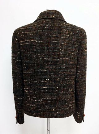 Vintage Chanel France 98A Brown Black Multi Tweed Wool Blend Jacket Blazer 40 5