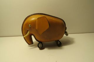 Kounoike Japan Vintage Leather Elephant Piggy Bank No Key Stamp Signed