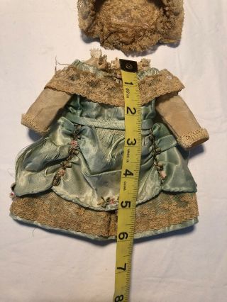 Sweet Antique Satin & Lace Trim Petite Doll Dress w/Hat. 3