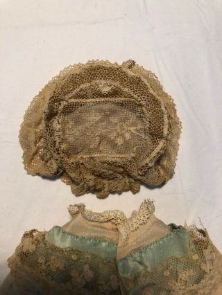 Sweet Antique Satin & Lace Trim Petite Doll Dress w/Hat. 7