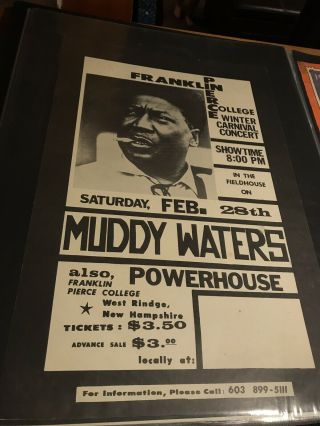 Extremely Rare Muddy Waters Poster Franklin Pierce College Show Print Powerhouse