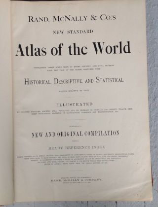 VINTAGE 1897 Rand McNally Standard Atlas of the World: Large Library Editio 4