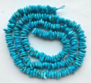 Vintage Arizona Sleeping Beauty Turquoise Nugget Beads 18 " Strand 115 Carats