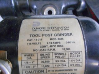 Vintage Dumore Tool Post Grinder 14 - 011 4