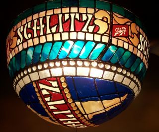 Vintage 1977 Schlitz Beer Pool Table Hanging Globe Lamp Light Bar Sign Lighted