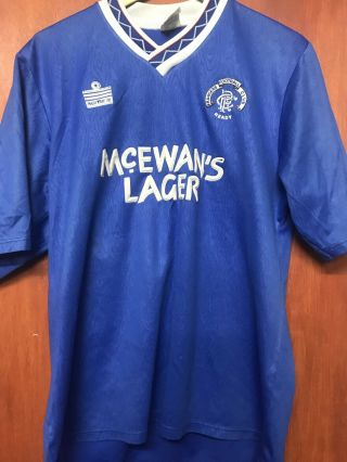 Vintage Admiral Glasgow Rangers 1990 - 1992 Home Shirt Size 42 - 44