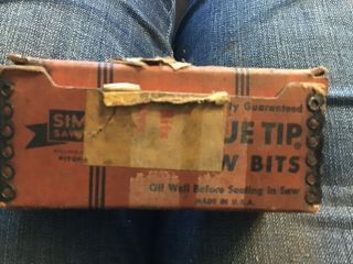 Vintage Box Of Simonds Blue Tip Saw Bits Style 2 1/2 Gauge 10 Kerf 17/64 103