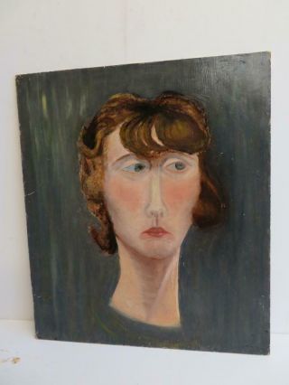 Vintage Old Painting Oil Portrait Of A Woman Lady