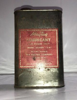 Vintage The Maytag Co Washer Lubricant Newton Iowa Usa Rare Tin Can Appliance