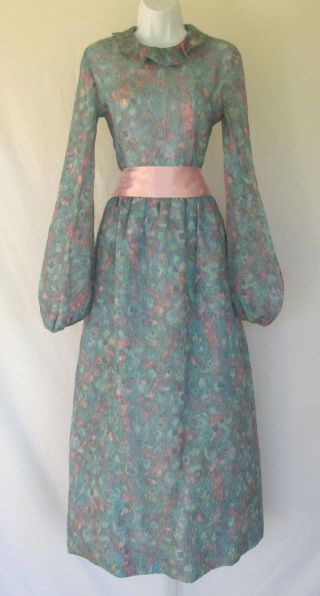 Vintage 1960s Mod Parnes Feinstein Designer Skirt & Top Watercolor Flowers