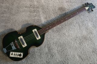 Vintage 1960s Teisco Sekova Viola Beatles Bass Guitar Rare Green Hue Patina