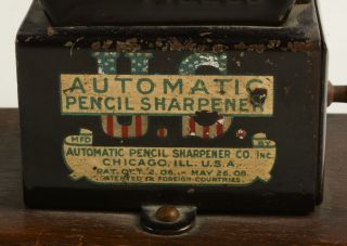 RARE Antique Vintage Automatic US Pencil Sharpener Chicago Metal Crank 5