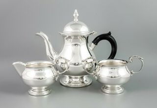 Vintage Silver Plate Arthur Price 3pc Coffee Tea Set Baluster Pedestal Beaded