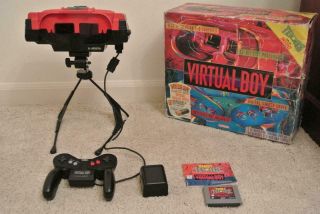 Rare Nintendo 3d Virtual Boy Vb Game System Boxed With Mario Tennis