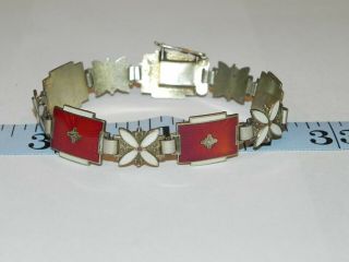 Vintage Askel Holmsen Norne Sterling Silver Guilloche Enamel Bracelet 7 1/4 "