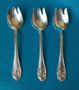 Fleur De Luce Pattern,  Silverplate Ice Cream Forks By Community Silver (oneida)