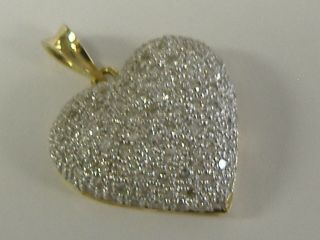 Vintage Solid 14k Gold 0.  50 Ct Tw Natural Diamonds Heart Pendant,  Pa - Ve Setting