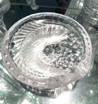Lalique Vintage Concarneau Koi Fish 6 " Bowl,  Cigar Ashtray,  Candy Dish, .