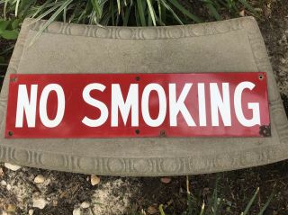 Vintage Porcelain No Smoking 24 X 6 Sign