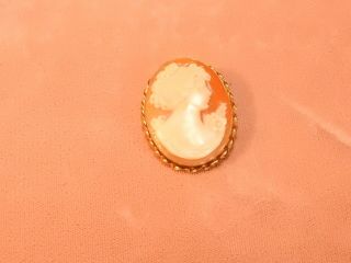 Vintage Giovanni Apa 14k 585 Yellow Gold Carved Shell Cameo Pendant Pin Brooch