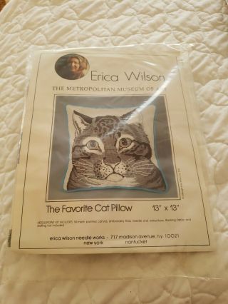 Vintage Needlepoint Kit Erica Wilson Metropolitan Museum Of Art Cat Pillow Nip