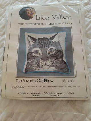 Vintage Needlepoint Kit Erica Wilson Metropolitan Museum of Art Cat Pillow NIP 3