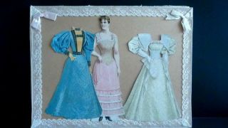 Authentic Antique Victorian 10 " Paper Doll San Francisco Chronicle Framed