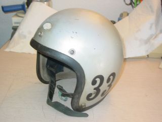 Vintage 1970 Bell Toptex Motorcycle Helmet Snell Size 7 1/8.