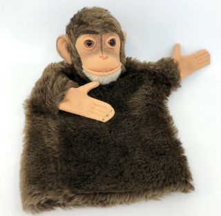 Steiff Jocko Chimp Hand Puppet Mohair Plush Monkey 17cm 7in 1960s No Id