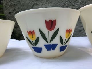 Vintage Fire King Pyrex Tulip Nesting Bowls Set Of 4 Anchor Hocking 6