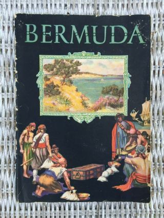 Rare Vintage 1920s Bemuda Islands Map Book Pirates Seahorse Travel Guide