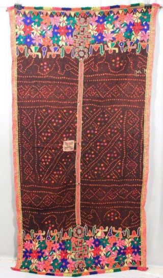 Old Indian Embroidery Rabari Tribal Kuchi Woolen Vintage Ethnic Wrap Stole Shawl