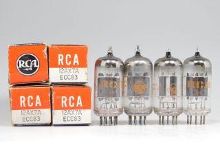 Rca 12ax7a Ecc83 Matched Vintage Vacuum Tube Quad Round Getter Nos (test 95)