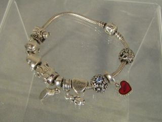Authentic Pandora Sterling Silver Charm Bracelet - 12 Charms Ale Stamp