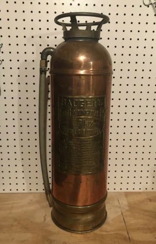 Vintage Copper And Brass Fire Extinguisher Made By Badger With Hose 24”
