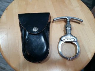 Vintage Argus Iron Claw Handcuff With Leather Pouch